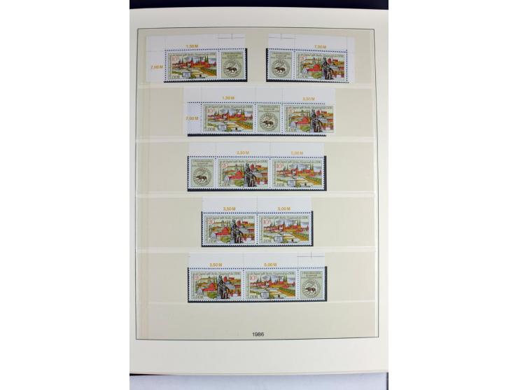 1953/90, überkomplette postfrische Zusammendruck-Sammlung, dabei auch aus Blocks und Kleinbogen ab Marx gezähnt und geschnitt