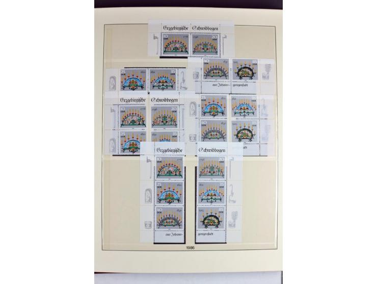 1953/90, überkomplette postfrische Zusammendruck-Sammlung, dabei auch aus Blocks und Kleinbogen ab Marx gezähnt und geschnitt