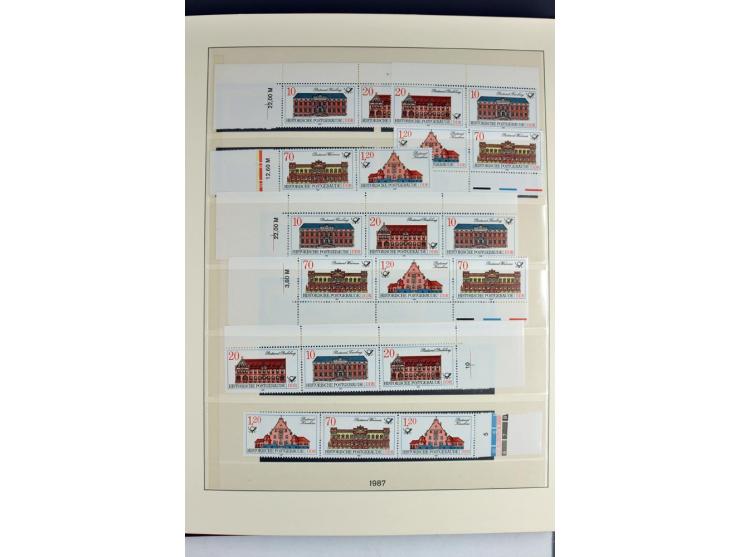 1953/90, überkomplette postfrische Zusammendruck-Sammlung, dabei auch aus Blocks und Kleinbogen ab Marx gezähnt und geschnitt