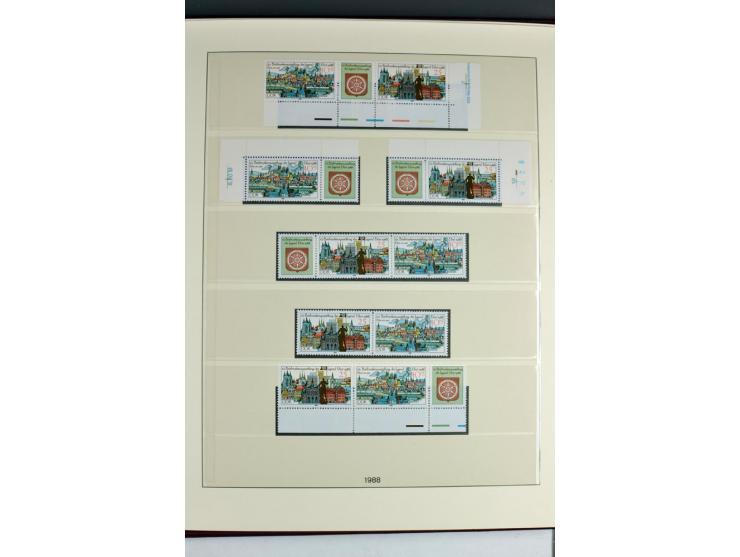 1953/90, überkomplette postfrische Zusammendruck-Sammlung, dabei auch aus Blocks und Kleinbogen ab Marx gezähnt und geschnitt