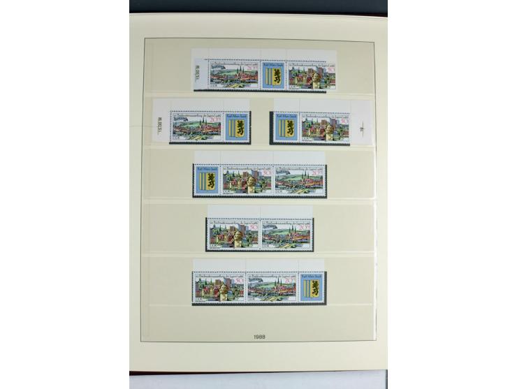1953/90, überkomplette postfrische Zusammendruck-Sammlung, dabei auch aus Blocks und Kleinbogen ab Marx gezähnt und geschnitt