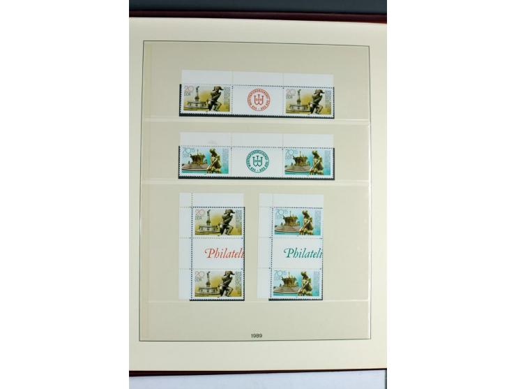 1953/90, überkomplette postfrische Zusammendruck-Sammlung, dabei auch aus Blocks und Kleinbogen ab Marx gezähnt und geschnitt