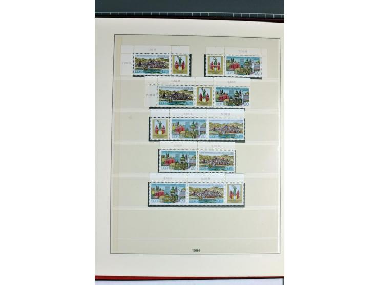 1953/90, überkomplette postfrische Zusammendruck-Sammlung, dabei auch aus Blocks und Kleinbogen ab Marx gezähnt und geschnitt