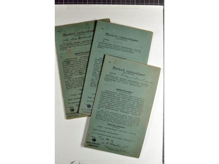 1939, Postsparmarken, etwa 2700 Stück in 87 Sparheften, beide Wertstufen und verschiedene Stempel