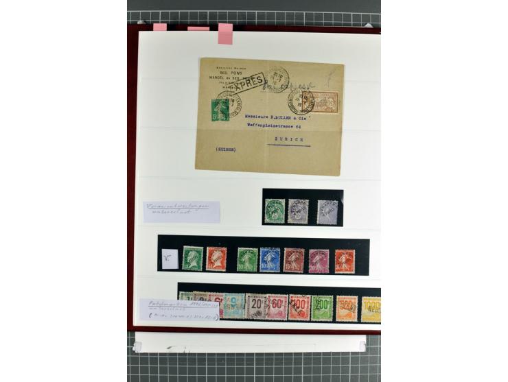 1849/1937, bis auf  1 Fr. vermilion und Ile de France in den Hauptnummern augenscheinlich überkpl. Sammlung mit einigen Brief
