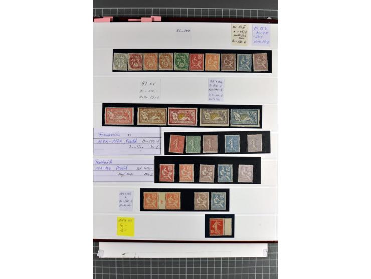 1849/1937, bis auf  1 Fr. vermilion und Ile de France in den Hauptnummern augenscheinlich überkpl. Sammlung mit einigen Brief
