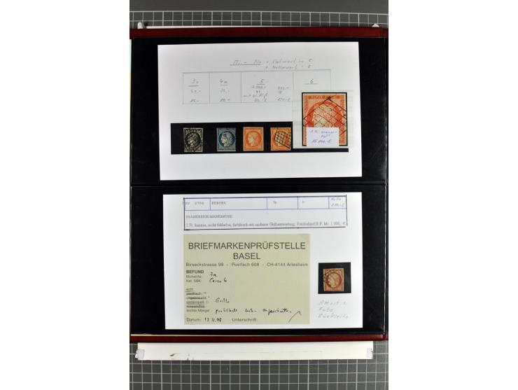 1849/1937, bis auf  1 Fr. vermilion und Ile de France in den Hauptnummern augenscheinlich überkpl. Sammlung mit einigen Brief