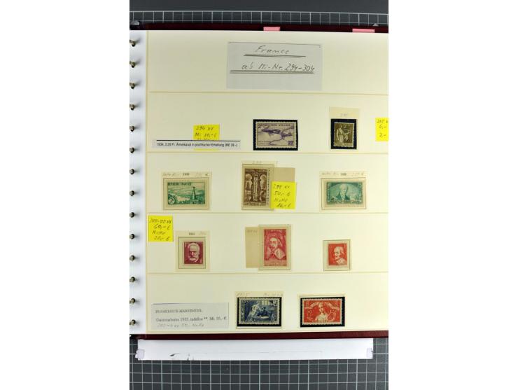 1849/1937, bis auf  1 Fr. vermilion und Ile de France in den Hauptnummern augenscheinlich überkpl. Sammlung mit einigen Brief