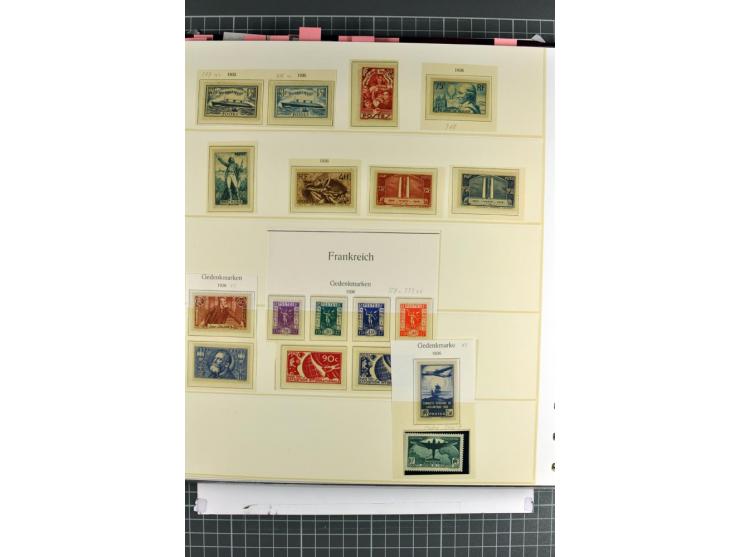 1849/1937, bis auf  1 Fr. vermilion und Ile de France in den Hauptnummern augenscheinlich überkpl. Sammlung mit einigen Brief
