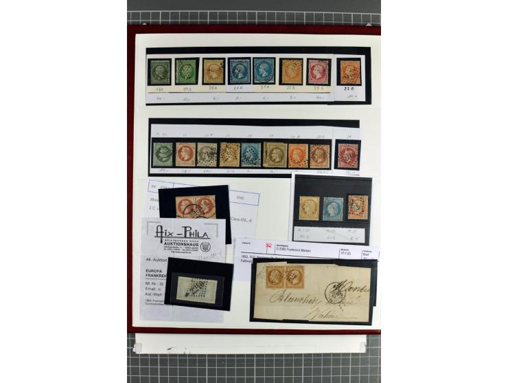 1849/1937, bis auf  1 Fr. vermilion und Ile de France in den Hauptnummern augenscheinlich überkpl. Sammlung mit einigen Brief