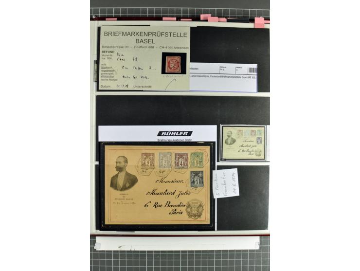 1849/1937, bis auf  1 Fr. vermilion und Ile de France in den Hauptnummern augenscheinlich überkpl. Sammlung mit einigen Brief