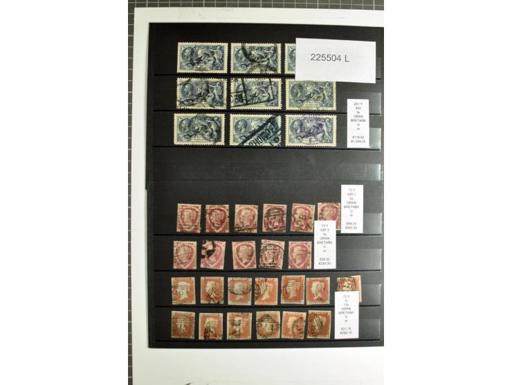 1860/1910, gestempelter Lagerbestand von knapp 8000 gestempelten Werten, dabei viele bessere, auch hohe Shillingwerte