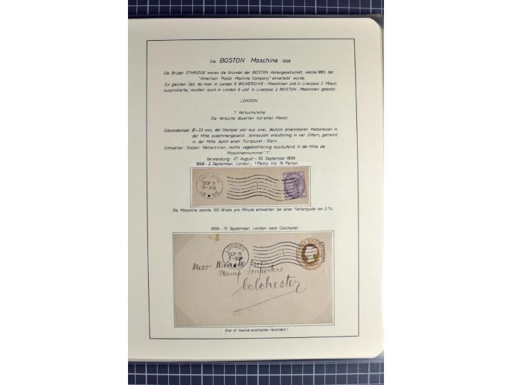 Experimental and Early Machine Postmarks of England 1857-1902, the magnificent International Gold Medal awarded specialised c