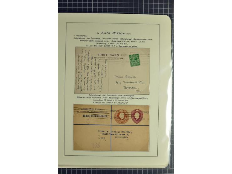 Experimental and Early Machine Postmarks of England 1857-1902, the magnificent International Gold Medal awarded specialised c
