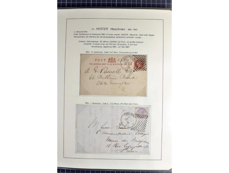 Experimental and Early Machine Postmarks of England 1857-1902, the magnificent International Gold Medal awarded specialised c