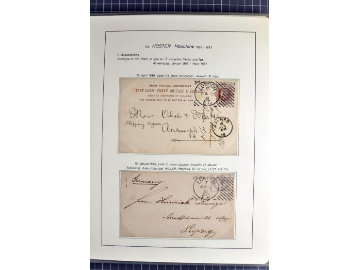Experimental and Early Machine Postmarks of England 1857-1902, the magnificent International Gold Medal awarded specialised c