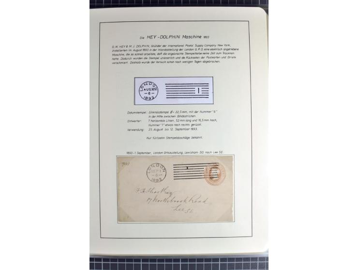 Experimental and Early Machine Postmarks of England 1857-1902, the magnificent International Gold Medal awarded specialised c