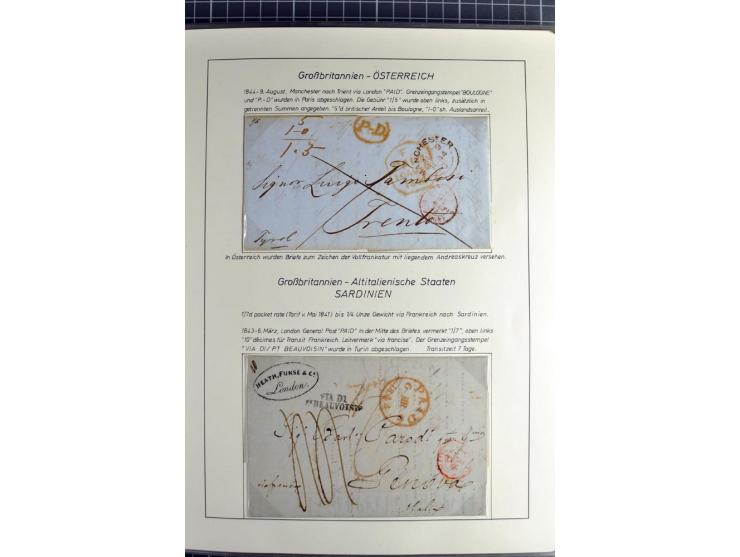 Pre-UPU Foreign Destination Mail: 1584/1875, the fine and valuable 3 volume collection beautifully written up on album pages 