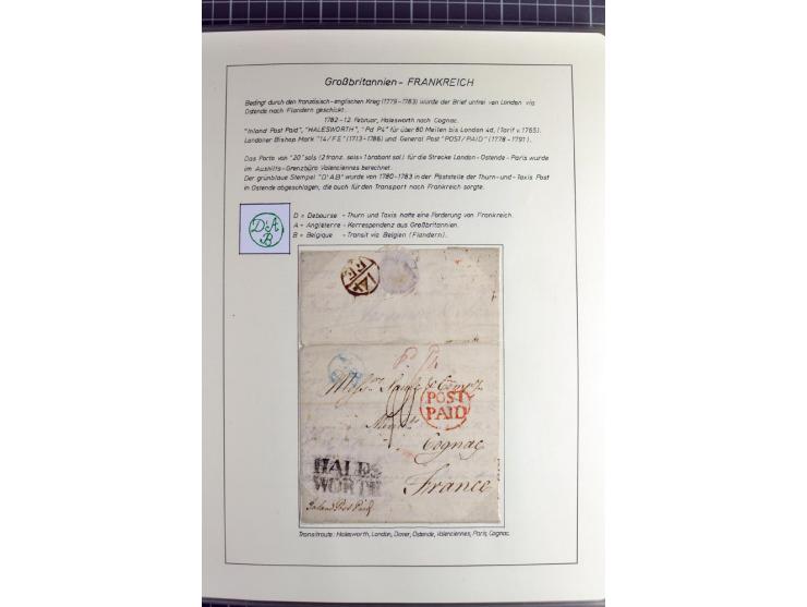 Pre-UPU Foreign Destination Mail: 1584/1875, the fine and valuable 3 volume collection beautifully written up on album pages 