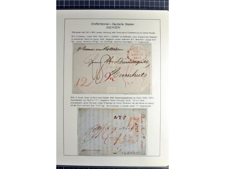 Pre-UPU Foreign Destination Mail: 1584/1875, the fine and valuable 3 volume collection beautifully written up on album pages 