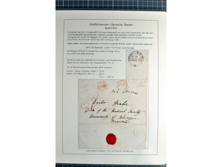 Pre-UPU Foreign Destination Mail: 1584/1875, the fine and valuable 3 volume collection beautifully written up on album pages 