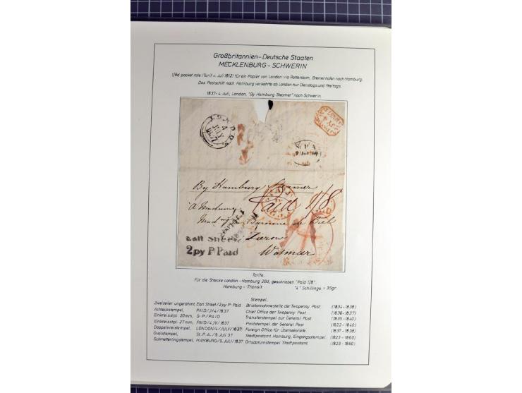Pre-UPU Foreign Destination Mail: 1584/1875, the fine and valuable 3 volume collection beautifully written up on album pages 