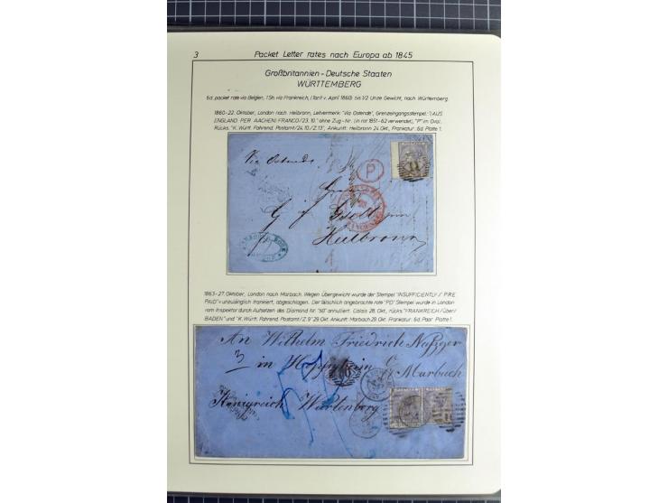Pre-UPU Foreign Destination Mail: 1584/1875, the fine and valuable 3 volume collection beautifully written up on album pages 
