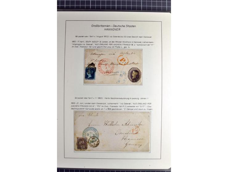 Pre-UPU Foreign Destination Mail: 1584/1875, the fine and valuable 3 volume collection beautifully written up on album pages 