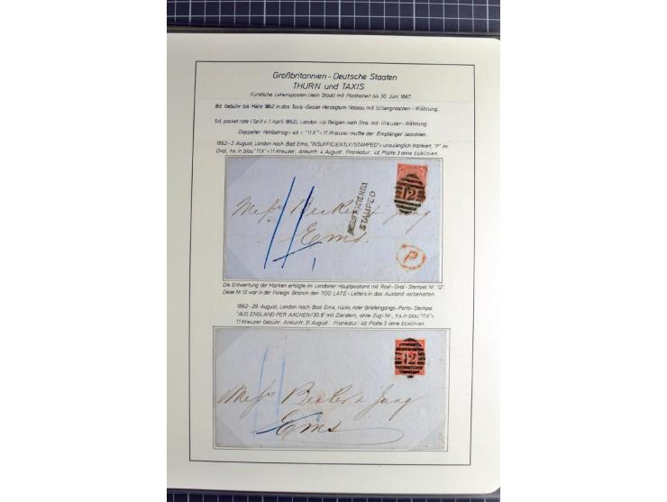 Pre-UPU Foreign Destination Mail: 1584/1875, the fine and valuable 3 volume collection beautifully written up on album pages 