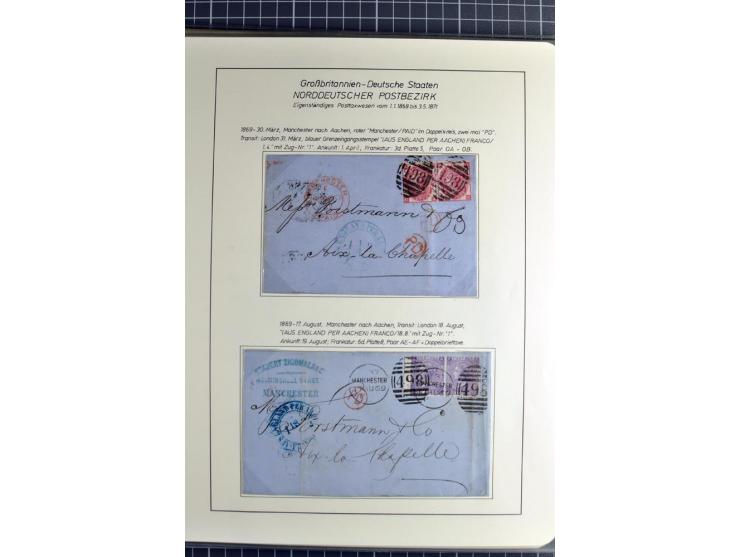 Pre-UPU Foreign Destination Mail: 1584/1875, the fine and valuable 3 volume collection beautifully written up on album pages 