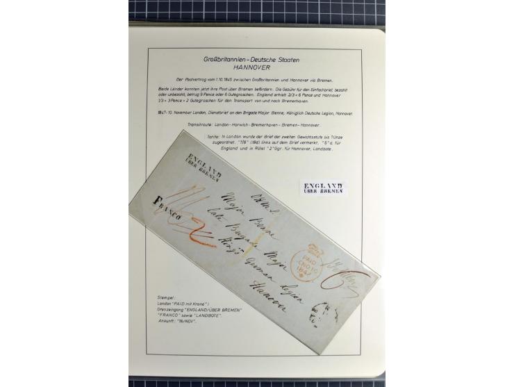 Pre-UPU Foreign Destination Mail: 1584/1875, the fine and valuable 3 volume collection beautifully written up on album pages 