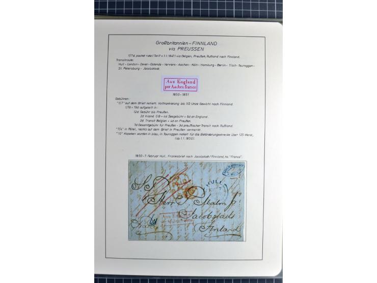 Pre-UPU Foreign Destination Mail: 1584/1875, the fine and valuable 3 volume collection beautifully written up on album pages 