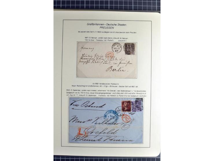 Pre-UPU Foreign Destination Mail: 1584/1875, the fine and valuable 3 volume collection beautifully written up on album pages 