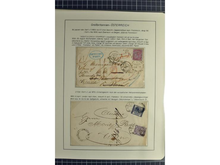 Pre-UPU Foreign Destination Mail: 1584/1875, the fine and valuable 3 volume collection beautifully written up on album pages 