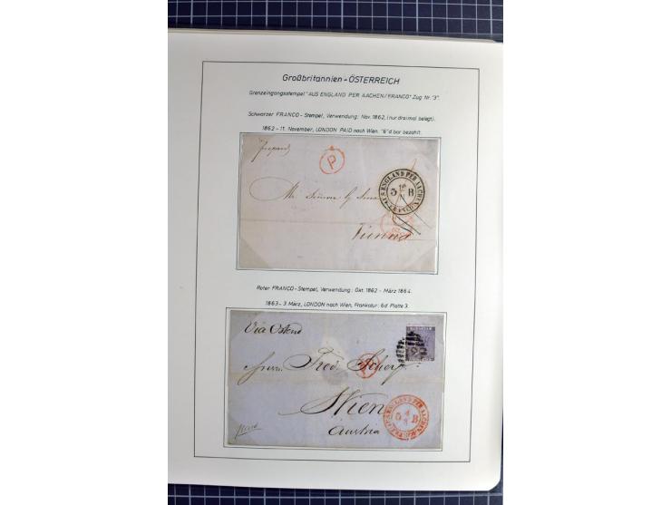 Pre-UPU Foreign Destination Mail: 1584/1875, the fine and valuable 3 volume collection beautifully written up on album pages 