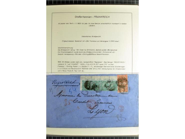 Pre-UPU Foreign Destination Mail: 1584/1875, the fine and valuable 3 volume collection beautifully written up on album pages 