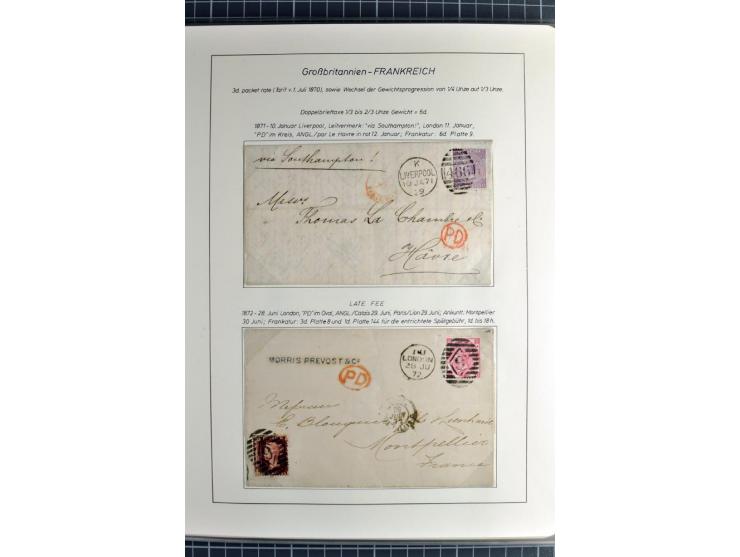Pre-UPU Foreign Destination Mail: 1584/1875, the fine and valuable 3 volume collection beautifully written up on album pages 