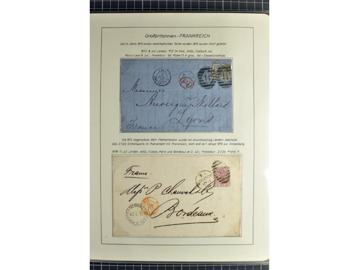 Pre-UPU Foreign Destination Mail: 1584/1875, the fine and valuable 3 volume collection beautifully written up on album pages 