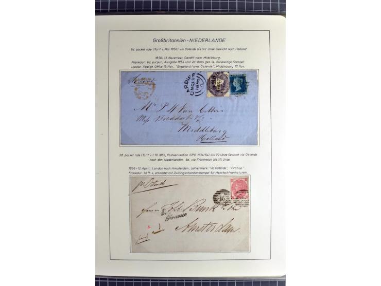 Pre-UPU Foreign Destination Mail: 1584/1875, the fine and valuable 3 volume collection beautifully written up on album pages 