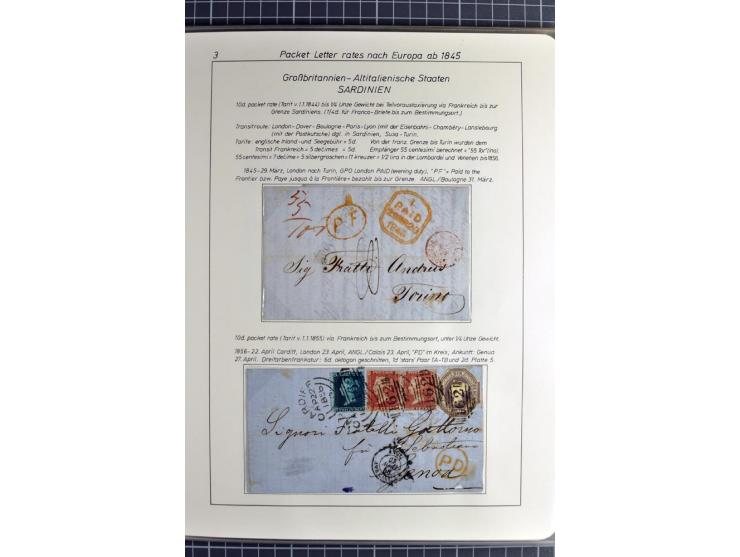 Pre-UPU Foreign Destination Mail: 1584/1875, the fine and valuable 3 volume collection beautifully written up on album pages 
