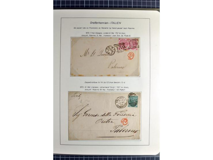 Pre-UPU Foreign Destination Mail: 1584/1875, the fine and valuable 3 volume collection beautifully written up on album pages 