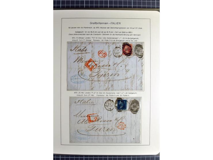 Pre-UPU Foreign Destination Mail: 1584/1875, the fine and valuable 3 volume collection beautifully written up on album pages 