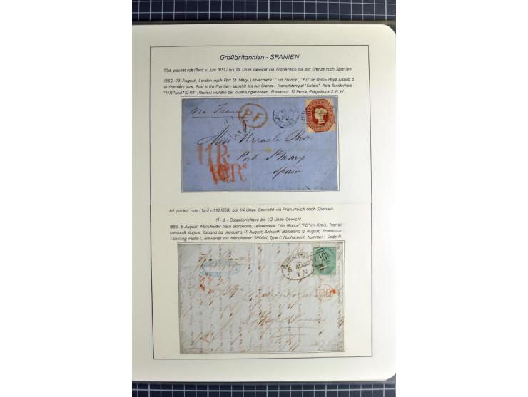 Pre-UPU Foreign Destination Mail: 1584/1875, the fine and valuable 3 volume collection beautifully written up on album pages 