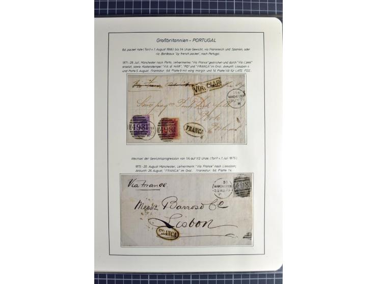 Pre-UPU Foreign Destination Mail: 1584/1875, the fine and valuable 3 volume collection beautifully written up on album pages 