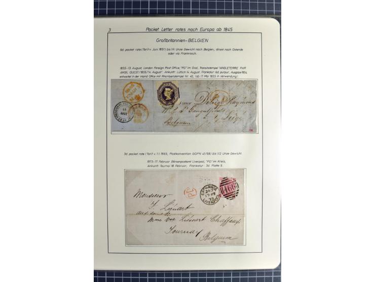 Pre-UPU Foreign Destination Mail: 1584/1875, the fine and valuable 3 volume collection beautifully written up on album pages 