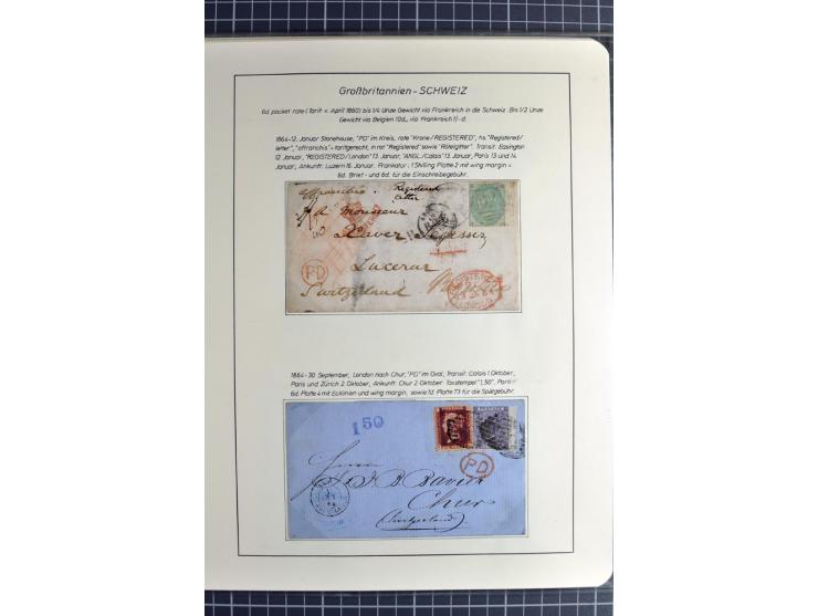 Pre-UPU Foreign Destination Mail: 1584/1875, the fine and valuable 3 volume collection beautifully written up on album pages 