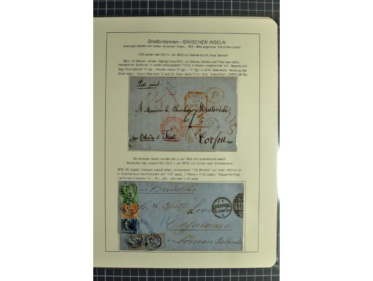 Pre-UPU Foreign Destination Mail: 1584/1875, the fine and valuable 3 volume collection beautifully written up on album pages 