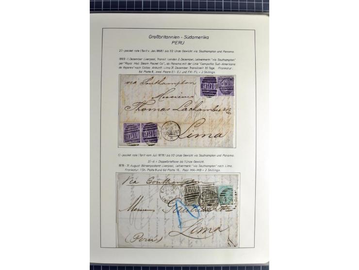 Pre-UPU Foreign Destination Mail: 1584/1875, the fine and valuable 3 volume collection beautifully written up on album pages 