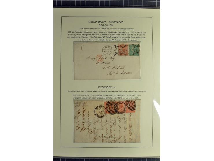 Pre-UPU Foreign Destination Mail: 1584/1875, the fine and valuable 3 volume collection beautifully written up on album pages 