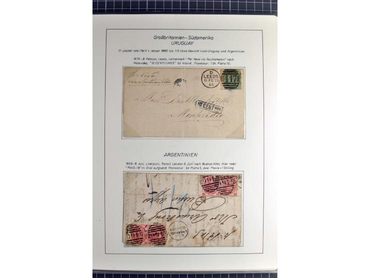 Pre-UPU Foreign Destination Mail: 1584/1875, the fine and valuable 3 volume collection beautifully written up on album pages 